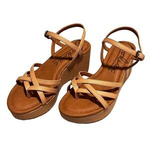 Zodiac Wedge Sandal Womens 9M Brown Faux Leather Strappy Slip Resistant NEW